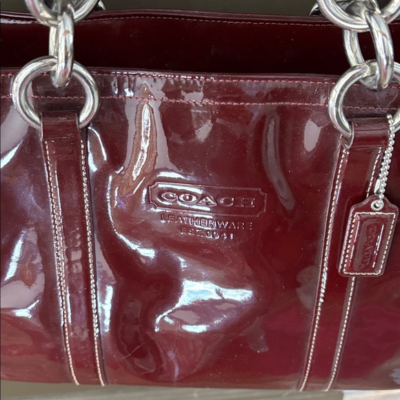 Coach Deep Burgundy Patent Leather Shoulder Bag - Picture 2 of 4